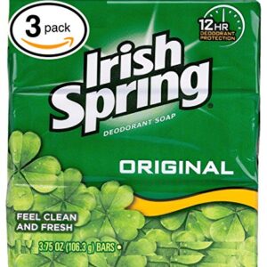 (PACK OF 3 BARS) Irish Spring ORIGINAL SCENT Bar Soap for Men& Women. 12-HOUR ODOR / DEODORANT PROTECTION! For Healthy Feeling Skin. Great for Hands, Face & Body! (3 Bars, 3.75oz Each Bar) : Beauty & Personal Care